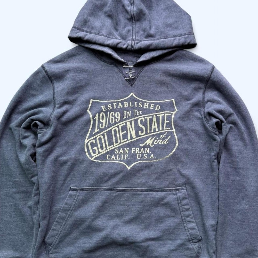 True vintage style Y2K gap hoodie with cracked screen print